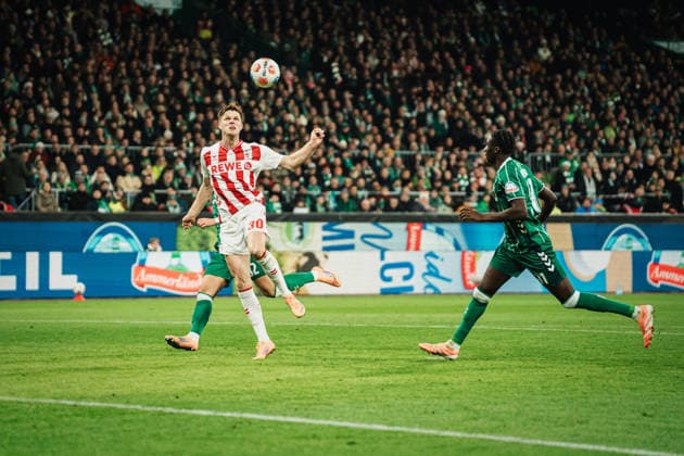 1. Bundesliga: SV Werder Bremen vs. 1. FC Köln, 29.11.2025 Marius Bülter (1. FC Köln, 30); Fußball, 1. Bundesliga, 12. Spieltag: SV Werder Bremen vs. 1. FC Köln am 29.11.2025 im Weserstadion, Bremen DFL REGULATIONS PROHIBIT ANY USE OF PHOTOGRAPHS AS IMAGE SEQUENCES AND OR QUASI-VIDEO. Copyright: xBEAUTIFULxSPORTS Tonhäuserx