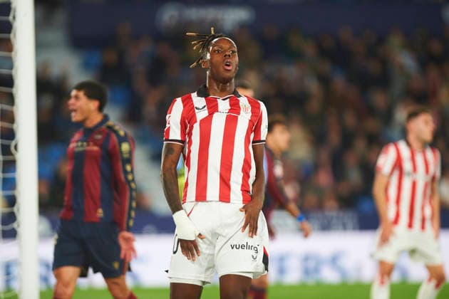 Nico Williams JR (Athletic Club) during the LaLiga EA Sports match between Levante UD and Athletic Club at Ciudad de Valencia on November 29, 2025 in Valencia, Spain. (Photo by Maria Jose Segovia DeFodi Images)