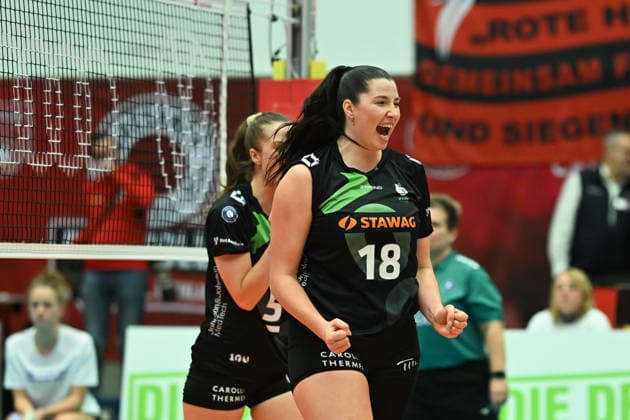 Lea Ambrosius (Ladies in Black Aachen, 18) Dresdner SC vs. Ladies in Black Aachen, 1. Volleyball Bundesliga Damen, Spielzeit 2025 2026, 29.11.2025 Dresdner SC vs. Ladies in Black Aachen, 1. Volleyball Bundesliga Damen, Spielzeit 2025 2026, 29.11.2025 Dresden Copyright: xEibner-Pressefoto xHoepnerx EP_PHR