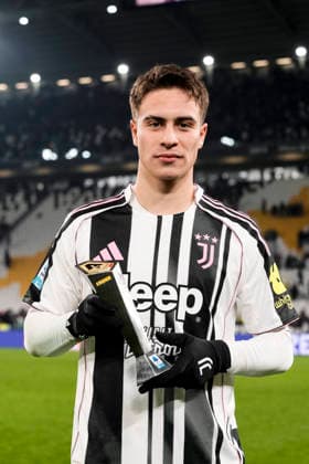 JuventusÕs Kenan Yildiz player of the match during the Serie A soccer match between Juventus Fc and Cagliari the Juventus Stadium in Turin, north west Italy - November 29, 2025. - Soccer  Copyright: xFabioxFerrari LaPressex