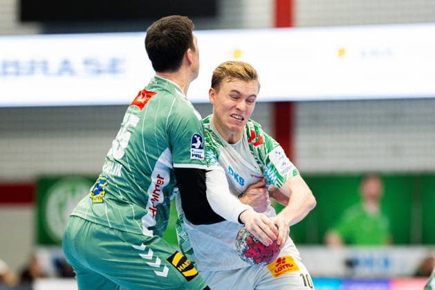 29.11.2025 - Handball, 2025 2026, 1. Bundesliga, 14. Spieltag, GWD Minden - SC Magdeburg: (L-R) Azat Valiullin (Minden), Gisli Thorgeir Kristjansson (Magdeburg)