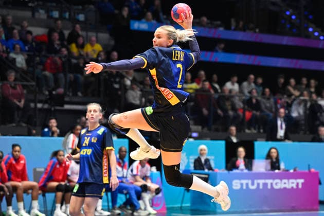 STUTTGART, GERMANY 20251129 Sweden s Clara Lerby during Saturday s group stage match in Group G of the Women s Handball World Championship, WM, Weltmeisterschaft between Sweden and Cuba at the Porsche Arena in Stuttgart, Germany.