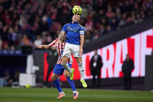 Santi Cazorla (Real Oviedo) and Koke Resurreccion (Atletico de Madrid) battle for the ball during the LaLiga EA Sports match between AtlÃ tico Madrid v Real Oviedo at Estadio Riyadh Air Metropolitano on November 29, 2025 in Madrid, Spain. (Photo by Manu Reino DeFodi Images)
