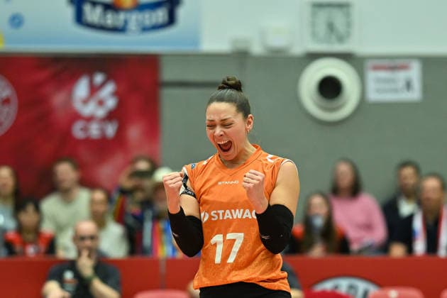 Kacey Jost (Ladies in Black Aachen, 17) Dresdner SC vs. Ladies in Black Aachen, 1. Volleyball Bundesliga Damen, Spielzeit 2025 2026, 29.11.2025 Dresdner SC vs. Ladies in Black Aachen, 1. Volleyball Bundesliga Damen, Spielzeit 2025 2026, 29.11.2025 Dresden Copyright: xEibner-Pressefoto xHoepnerx EP_PHR