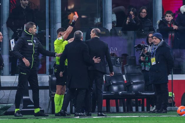AC Milan vs SS Lazio - Serie A 2025 26 - 29 11 2025 Massimiliano Allegri Head Coach of AC Milan red card during Serie A 2025 26 football match between AC Milan and SS Lazio at San Siro Stadium in Milan Copyright: xBEAUTIFULxSPORTS Carabellix