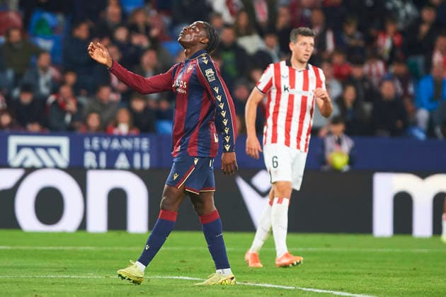 Etta Eyong (Levante UD) during the LaLiga EA Sports match between Levante UD and Athletic Club at Ciudad de Valencia on November 29, 2025 in Valencia, Spain. (Photo by Maria Jose Segovia DeFodi Images)