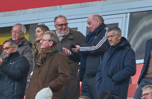 Karl-Heinz Rummenigge (Mitglied Aufsichtsrat FCB AG) Uli Hoeness (former FCB President ), Ehrenpräsident, Herbert Hainer, FCB president and Ex CEO Adidas in the match FC BAYERN MÜNCHEN - FC ST. PAULI 3-1 on November 29, 2025 at Allianz Arena München, Germany. Season 2026 2026, 1.Bundesliga, FCB, matchday 12,