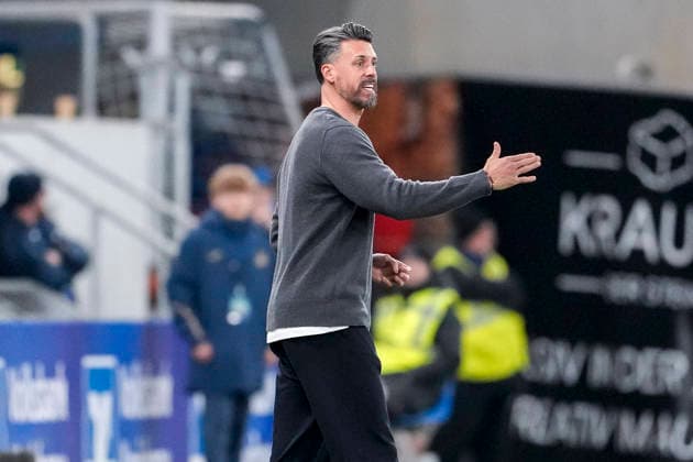 Sandro Wagner (Trainer, Cheftrainer, FCA), gibt Anweisungen, gestikuliert, mit den Armen gestikulieren, Einzelbild, Einzelfoto, Aktion, Action, 29.11.2025, Sinsheim (Deutschland), Fussball, Bundesliga, TSG 1899 Hoffenheim - FC Augsburg, DFB DFL REGULATIONS PROHIBIT ANY USE OF PHOTOGRAPHS AS IMAGE SEQUENCES AND OR QUASI-VIDEO.