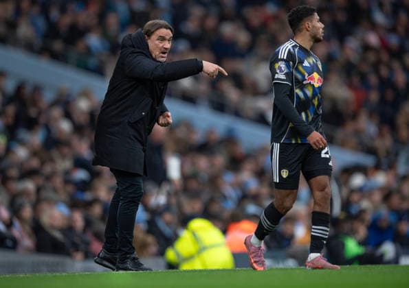 Manchester City v Leeds United - Premier League MANCHESTER, ENGLAND - NOVEMBER 29: Leeds United manager Daniel Farke during the Premier League match between Manchester City and Leeds United at Etihad Stadium on November 29, 2025 in Manchester, England. Daniel Farke Manchester Etihad Stadium England United Kingdom Copyright: xVisionhausx 776340481