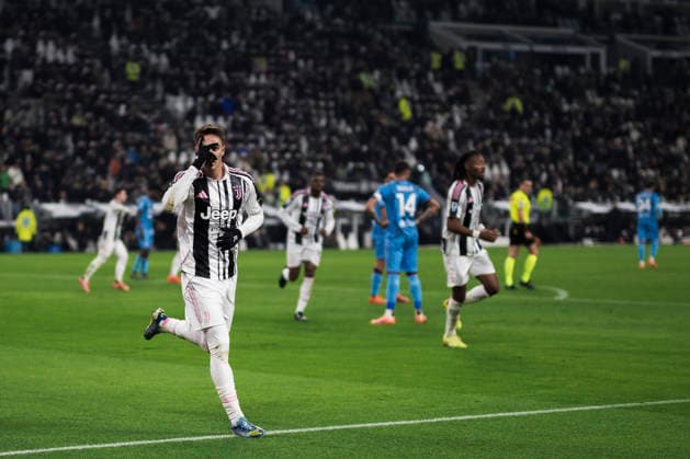 Juventus FC v Cagliari Calcio - Serie A Kenan Yildiz of Juventus FC celebrates after scoring a goal during the Serie A football match between Juventus FC and Cagliari Calcio. Turin Italy Copyright: xNicolòxCampox