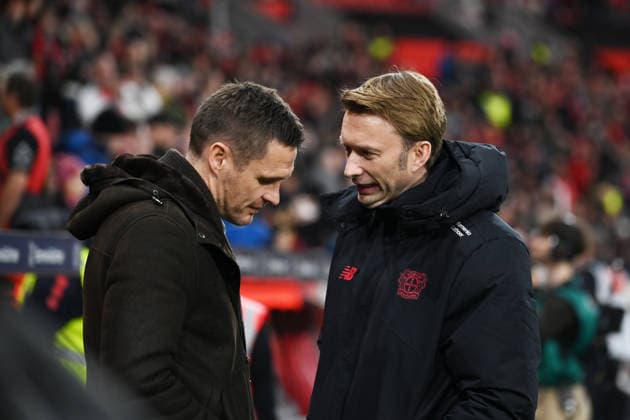 Sebastian Kehl (Sportdirektor Borussia Dortmund), Simon Rolfes (Sportdirektor Bayer 04 Leverkusen), v.li., vor dem Spiel 29.11.2025, Fussball 1. Bundesliga, Saison 2025 2026, 12. Spieltag, Bayer 04 Leverkusen - Borussia Dortmund 1:2 DFL regulations prohibit any use of photographs as image sequences and or quasi-video Leverkusen BayArena Nordrhein Westfalen Deutschland