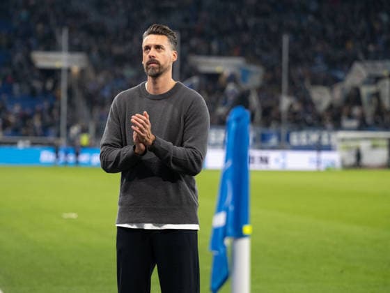 Nach Spielende Entaeuschung, frust bei Sandro Wagner (FC Augsburg, Cheftrainer, Trainer), bedankt sich bei den mitgereisten Fans. GER, TSG 1899 Hoffenheim vs. FC Augsburg, Fussball, Herren, 1. Bundesliga, 12. Spieltag, Spielzeit 2025 2026, 29.11.2025, DFL DFB REGULATIONS PROHIBIT ANY USE OF PHOTOGRAPHS AS IMAGE SEQUENCES AND OR QUASI-VIDEO, GER, TSG 1899 Hoffenheim vs. FC Augsburg, Fussball, Herren, 1. Bundesliga, 12. Spieltag, Spielzeit 2025 2026, 29.11.2025 Sinsheim Copyright: xEibner-Pressefoto WolfgangxFrankx EP_WFK