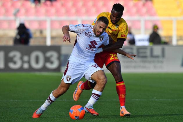 Lecce s midfielder Lassana Coulibaly (29 US Lecce) and Torino s Attacking Midfielder Nikola VlaÅ¡iÄ‡ (10 Torino 1906 FC) in action during the Serie A Enilive soccer matchday 13 between US Lecce and Torino 1906 FC at the Via del Mare Stadium in Lecce, Italy, Sunday, November 30, 2025. (Credit Image: Giovanni Evangelista LaPresse)  Copyright: xGiovannixEvangelista LaPressex