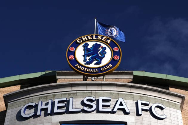 30th November 2025; Stamford Bridge, Chelsea, London, England: Premier League Football, Chelsea versus Arsenal; Chelsea crest on top of Stamford Bridge  JohnxPatrickxFletcher