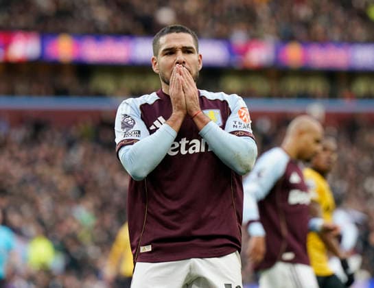 Birmingham, England, 30th November 2025. Emiliano Buendia of Aston Villa reacts to missing a chance to score during the Aston Villa vs Wolverhampton Wanderers Premier League match at Villa Park, Birmingham. Picture credit should read: Andrew Yates Sportimage EDITORIAL USE ONLY. No use with unauthorised audio, video, data, fixture lists, club league logos or live services. Online in-match use limited to 120 images, no video emulation. No use in betting, games or single club league player publications. SPI_019_AY_Villa_Wolves SPI-4336-0019