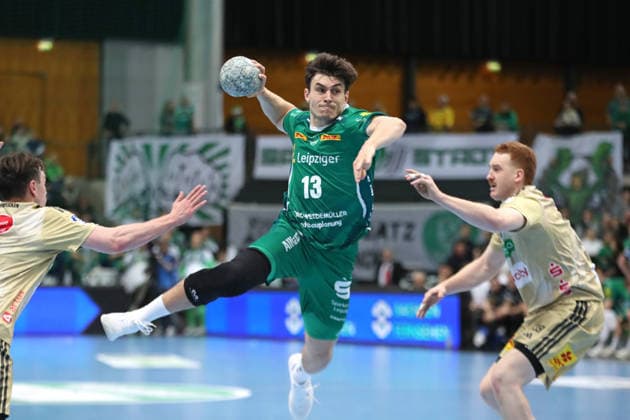 Handball DAIKIN HBL, SC DHfK Leipzig - TSV Hannover-Burgdorf; 30.11.2025 Matej Klima (13, SC DHfK Leipzig). Handball, DAIKIN HBL, 1. Bundesliga, Saison 2025 2026, 14. Spieltag: SC DHfK Leipzig vs. TSV Hannover-Burgdorf am 30.11.2025 in der Quarterback Immobilien Arena Leipzig. Copyright: xBEAUTIFULxSPORTS JanxKaeferx