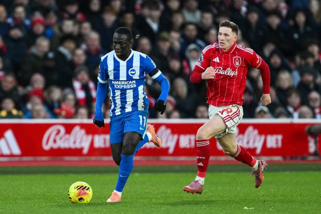 Nottingham, England, 30th November 2025. b11 makes a break with the ball during the Nottingham Forest vs Brighton and Hove Albion Premier League match at the City Ground, Nottingham. Picture credit should read: Craig Thomas Sportimage EDITORIAL USE ONLY. No use with unauthorised audio, video, data, fixture lists, club league logos or live services. Online in-match use limited to 120 images, no video emulation. No use in betting, games or single club league player publications. SPI_054_CT_Nottingham_Forest_vs_Brighton_and_Hove_Albion SPI-4337-0065