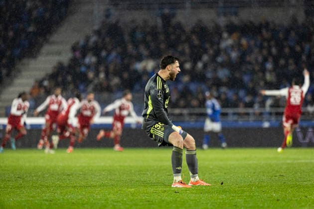 FOOTBALL : Ligue 1 Racing Strasbourg vs Stade Brestois 29 - Stade de la Meinau - Strasbourg - 30 11 2025 Joie des joueurs de l equipe de Brest apres le but de Magnetti Hugo 8  Copyright: xelyxandroxcegarrax