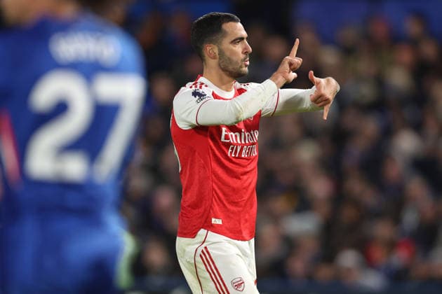 Chelsea v Arsenal 30 November 2025, London - Premier League Football - Chelsea v Arsenal - Mikel Merino of Arsenal celebrates scoring the equalising goal to bring the score to 1-1 - Photo: Charlotte Wilson Offside. London UK Copyright: xCharlottexWilsonx xOffsidexOffside