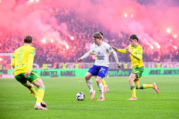 Olympique Lyonnais v FC Nantes - Ligue 1 McDonald s 2025 2026 10 Pavel SULC (ol) - 08 Johann LEPENANT (fcn) during the Ligue 1 McDonald s match between Olympique Lyonnais and FC Nantes at Groupama Stadium on November 30, 2025 in Lyon, France. Lyon France  Copyright: xFEPx 776348216