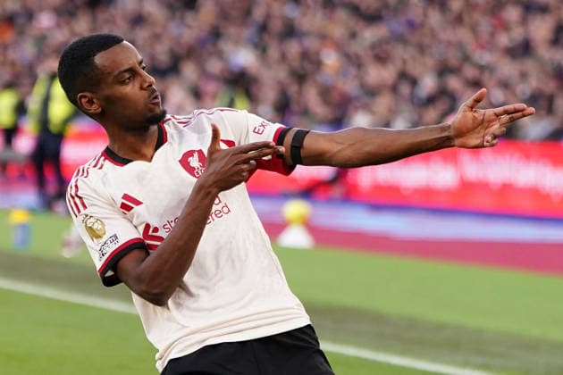 Premier League West Ham United v Liverpool Alexander Isak of Liverpool celebrates during the Premier League match West Ham United vs Liverpool at London Stadium, London, United Kingdom, 30th November 2025 (Photo by Harvey Murphy News Images) Copyright: xHarveyxMurphy NewsxImagesx