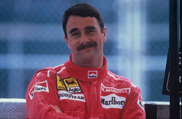 Nigel Mansell F1 Driver photoshoot 1990 Nigel Mansell at the USA GP 1990 in the Ferrari Portrait face happy smiling head and shoulders shot close up FIA Formula One World Championship, WM, Weltmeisterschaft Series of Grands Prix GP GPs Formula 1 Grand Prix Copyright: xMarkxNewcombex