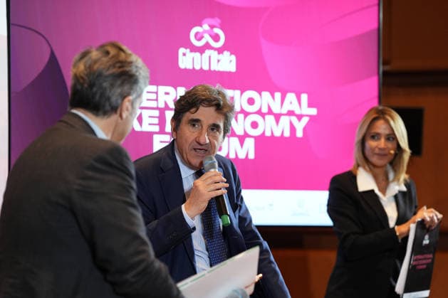Urbano Cairo all International Bike Economy Forum before to the presentation of the 2026 Giro d Italia and 2026 Giro d Italia Women in Rome, Monday, December 1, 2025. Sports, cycling  Copyright: xMassimoxPaolone LaPressex