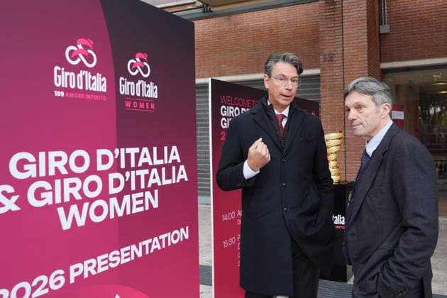 Carmelo Carbotti, Matteo Zoppas all International Bike Economy Forum before to the presentation of the 2026 Giro d Italia and 2026 Giro d Italia Women in Rome, Monday, December 1, 2025. Sports, cycling  Copyright: xMassimoxPaolone LaPressex