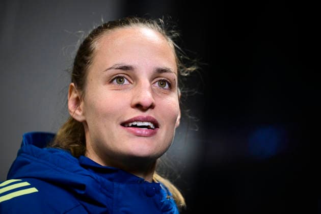 STOCKHOLM, SWEDEN 20251201 national team, Nationalteam player Nathalie Björn meets the media after the Swedish women s national team trained at 3Arena ahead of the return match in the Nations League against France on Tuesday. STOCKHOLM SWEDEN x10030x