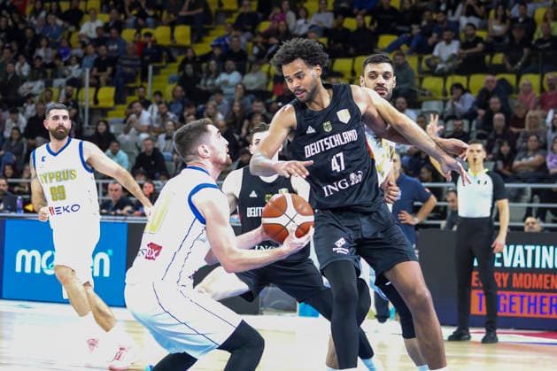 FIBA World Cup Qualifiers : Cyprus vs Germany NORRIS AGBAKOKO of Germany competes for the ball. Cyprus plays vs Germany for the Group E of the FIBA Basketball World Cup European Qualifiers, at Spyros Kyprianou Arena, Limassol, Cyprus, on Dec. 1, 2025. Limassol Cyprus Copyright: xKOSTASxPIKOULASx