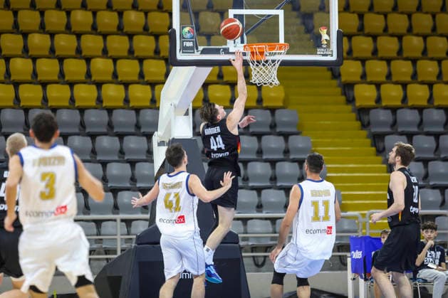 FIBA World Cup Qualifiers : Cyprus vs Germany DAVID KRAMER of Germany scores fore Germany. Cyprus plays vs Germany for the Group E of the FIBA Basketball World Cup European Qualifiers, at Spyros Kyprianou Arena, Limassol, Cyprus, on Dec. 1, 2025. Limassol Cyprus Copyright: xKOSTASxPIKOULASx