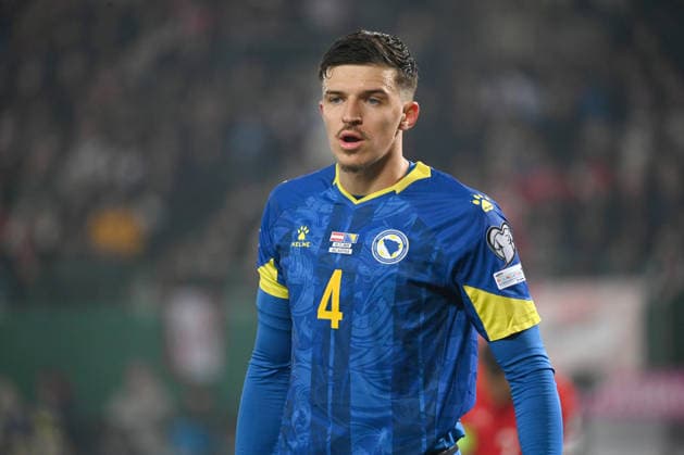 TARIK MUHAREMOVIC, Bosnia ed Erzegovina, World Cup 2026 Qualyfing, Austria vs Bosnia and Herzegovina 1-1, 18-11-2025, Action, Azione, Single shot, Close up, Primo piano QUALIFICAZIONI MONDIALI 2026 AUSTRIA-BOSNIA ED ERZEGOVINA 1-1