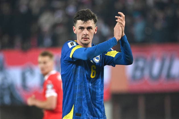 BENJAMIN TAHIROVIC, Bosnia ed Erzegovina, World Cup 2026 Qualyfing, Austria vs Bosnia and Herzegovina 1-1, 18-11-2025, Action, Azione, Close up, Gesti QUALIFICAZIONI MONDIALI 2026 AUSTRIA-BOSNIA ED ERZEGOVINA 1-1