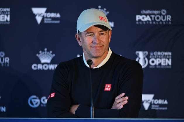 AUSTRALIAN OPEN GOLF PRO AM, Adam Scott of Australia speaks to media during a press conference, PK, Pressekonferenz ahead of the Australian Open Pro Am at the Royal Melbourne Golf Club in Melbourne, Tuesday, December 2, 2025. ( NO ARCHIVING MELBOURNE VICTORIA AUSTRALIA Royal Melbourne Golf Club  Copyright: xJAMESxROSSx 20251202111431349711