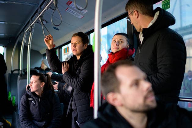 Handball, Frauen Deutschland - Bahnreise nach Dortmund Alina Grijseels (Deutschland), Torwarttrainerin Jasmina Rebmann-Jankovic (Deutschland), Trainer Markus Gaugisch (Deutschland) Deutschland