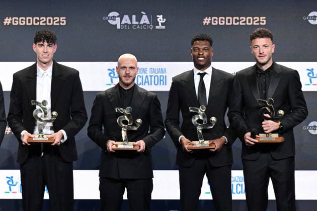 Milan, AIC Football Gala 2025 - Alessandro Bastoni, Amir Rrahmani, Denzel Dumfries, Federico Dimarco  Copyright: xManuekexMangiarottix xipa-agency.netx xMangiarotti Terenghix IPA_Agency_IPA68610828  Copyright: xIMAGO ManuekexMangiarottix xipa-agency.netx xIMAGO IndependentxPhotoxAgencyxInt.x IPA_Agency_IPA68610828