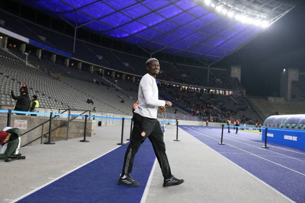 02.12.2025, xrekx, Fussball DFB Pokal 1 8 Finale, Hertha BSC Berlin - 1.FC Kaiserslautern v.l. Afeez Aremu (1.FC Kaiserslautern) (DFL DFB REGULATIONS PROHIBIT ANY USE OF PHOTOGRAPHS as IMAGE SEQUENCES and or QUASI-VIDEO) Berlin