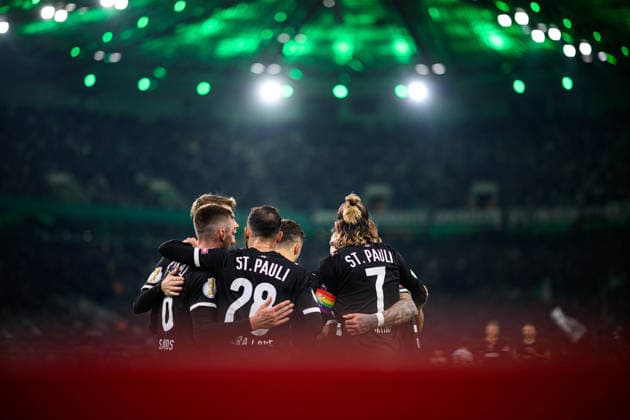 MOENCHENGLADBACH, GERMANY - 2 DECEMBER, 2025: Celebrations, goal, Team St. Pauli - The DFB Pokal, German Cup, match Borussia vs St.Pauli at Borussia Park.  Copyright: xVitaliixKliuievx