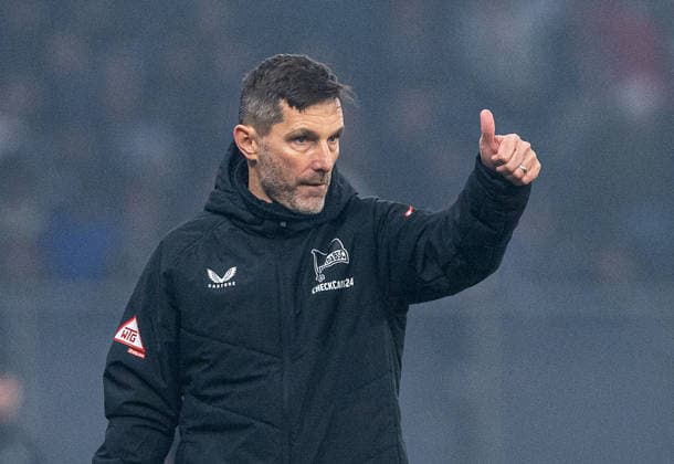 Fußball, Herren, Saison 2025 2026, DFB-Pokal (Achtelfinale), Hertha BSC - 1. FC Kaiserslautern, Trainer Stefan Leitl (Hertha BSC), 02.12.2025, Copyright: xSebastianxRäppold MatthiasxKochx