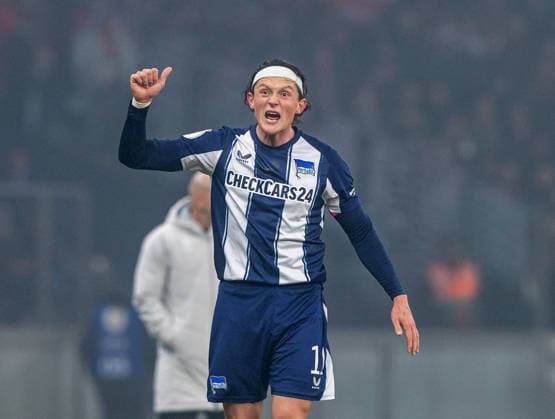 Fußball, Herren, Saison 2025 2026, DFB-Pokal (Achtelfinale), Hertha BSC - 1. FC Kaiserslautern, Fabian Reese (Hertha BSC), 02.12.2025, Copyright: xSebastianxRäppold MatthiasxKochx