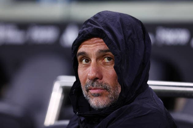 London, England, 2nd December 2025. Pep Guardiola, Manager of Manchester City sits in the dugout before the Fulham vs Manchester City Premier League match at Craven Cottage, London. Picture credit should read: Paul Terry Sportimage EDITORIAL USE ONLY. No use with unauthorised audio, video, data, fixture lists, club league logos or live services. Online in-match use limited to 120 images, no video emulation. No use in betting, games or single club league player publications. SPI_010_PT_Fulham_Man_City SPI-4339-0010