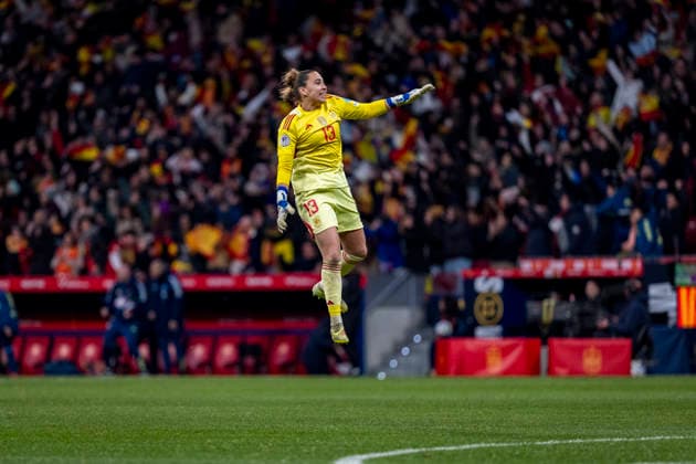 Spain v Germany - UEFA Women s Nations League 2025 Final Second Leg Cata Coll of Spain celebrates a goal during the UEFA Women s Nations League 2025 final second leg match between Spain and Germany at Estadio Riyadh Air Metropolitano on December 2, 2025 in Madrid, Spain. Madrid Estadio Riyadh Air Metropolitano Madrid Spain Copyright: xAlbertoxGardinx AGardin_20251202_Foot_Women_Spain_Germany_0559