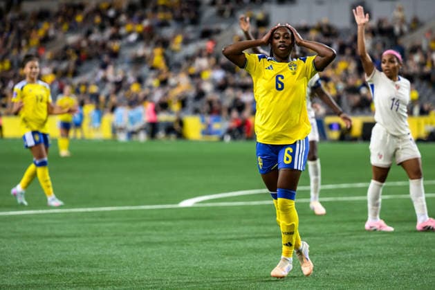 251202 Monica Jusu Bah of Sweden during the Women s Nations League bronze medal second leg match between Sweden and France on December 2, 2025 in Stockholm. Photo: Jesper Zerman BILDBYRAN kod JZ JM0754 bbeng fotboll football soccer fotball nations league uefa women s nations league bronsmatch bronze medal match dam sverige sweden frankrike france Copyright: JESPERxZERMAN BB251202JZ058