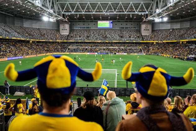 251202 Spectators of Sweden during the Women s Nations League bronze medal second leg match between Sweden and France on December 2, 2025 in Stockholm. Photo: Joel Marklund BILDBYRAN kod JM JM0754 bbeng fotboll football soccer fotball nations league uefa women s nations league bronsmatch bronze medal match dam sverige sweden frankrike france publik Copyright: JOELxMARKLUND BB251202JM020