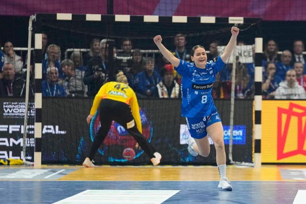 Rannva Olsen (Faroe Islands) gestures during the 27th IHF Women s Handball World Championship, WM, Weltmeisterschaft - Main Round match between Germany and Faroe Islands at Westfalenhalle on December 2, 2025 in Dortmund, Germany. (Photo by Alex Gottschalk DeFodi Images)