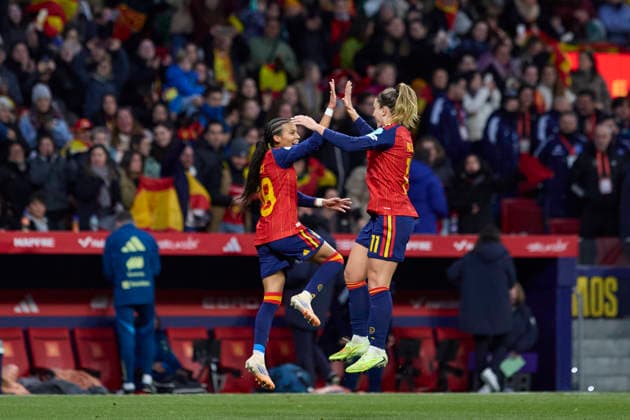 Spain v Germany - UEFA Women s Nations League 2025 Final Second Leg MADRID, SPAIN - DECEMBER 02: Vicky Lopez of Spain celebrates after scoring his team s third goal during the UEFA Women s Nations League 2025 final second leg match between Spain and Germany at Estadio Metropolitano on December 02, 2025 in Madrid, Spain. (Photo by Jose Javier Martinez Photo Players Images Magara Press) Madrid Metropolitano Stadium Spain Copyright: xJosexJavierxMartinezx