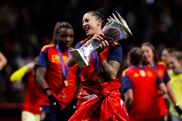 UEFA Women s Nations League final - Spain vs Germany MADRID,SPAIN - 2 December:Jennifer Hermoso of Spain celebrates victory during the UEFA Women s Nations League final 2025 26 second leg match between Spain and Germany at Riyadh Air Metropolitano Stadium. (Photo by Guille Martinez f22photo) Madrid Riyadh Air Metropolitano Stadium Spain Copyright: xGuillermoxMartinezx
