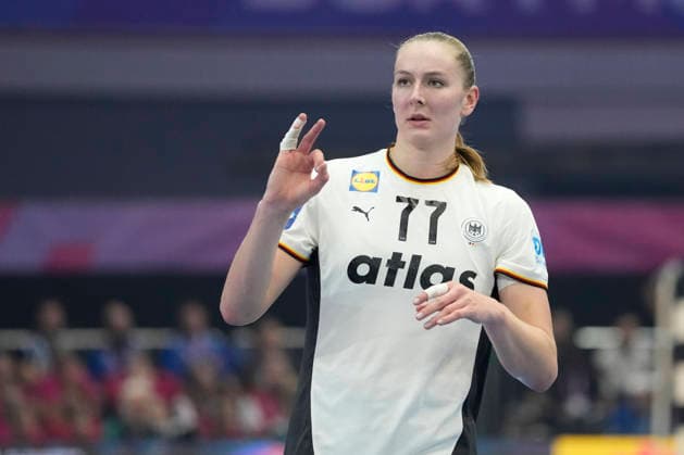 Viola Leuchter (Germany) gestures during the 27th IHF Women s Handball World Championship, WM, Weltmeisterschaft - Main Round match between Germany and Faroe Islands at Westfalenhalle on December 2, 2025 in Dortmund, Germany. (Photo by Alex Gottschalk DeFodi Images)