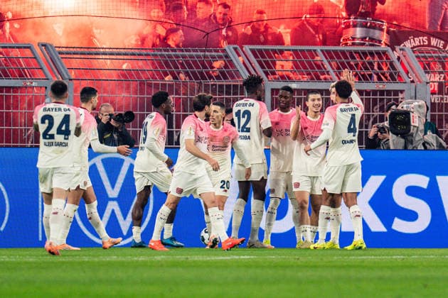 02.12.2025, Borussia Dortmund vs. Bayern 04 Leverkusen, DFB Pokal, Achtelfinale Tor zum 0:1 durch Ibrahim Maza (Bayer 04 Leverkusen, 30) Wichtiger Hinweis: Gemaess den Vorgaben der DFL Deutsche Fussball Liga bzw. des DFB Deutscher Fussball-Bund ist es untersagt, in dem Stadion und oder vom Spiel angefertigte Fotoaufnahmen in Form von Sequenzbildern und oder videoaehnlichen Fotostrecken zu verwerten Copyright: xBahhoxKarax
