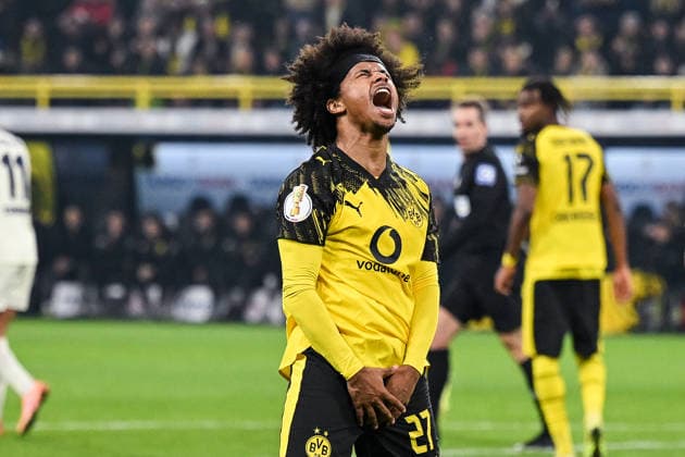 02.12.2025, Fussball, DFB-Pokal, Achtelfinale, Borussia Dortmund - Bayer Leverkusen, Karim Adeyemi (Borussia Dortmund) xRHR-FOTO TKx Copyright: RHR-FOTOx RHR-FOTO TK